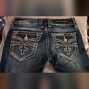 Rock Revival Distressed Dark Wash Capri Jeans - Size 26